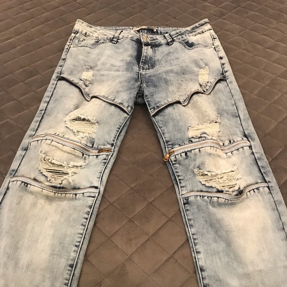 Blue Topic zipper jeans